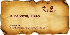 Kubinszky Emma névjegykártya